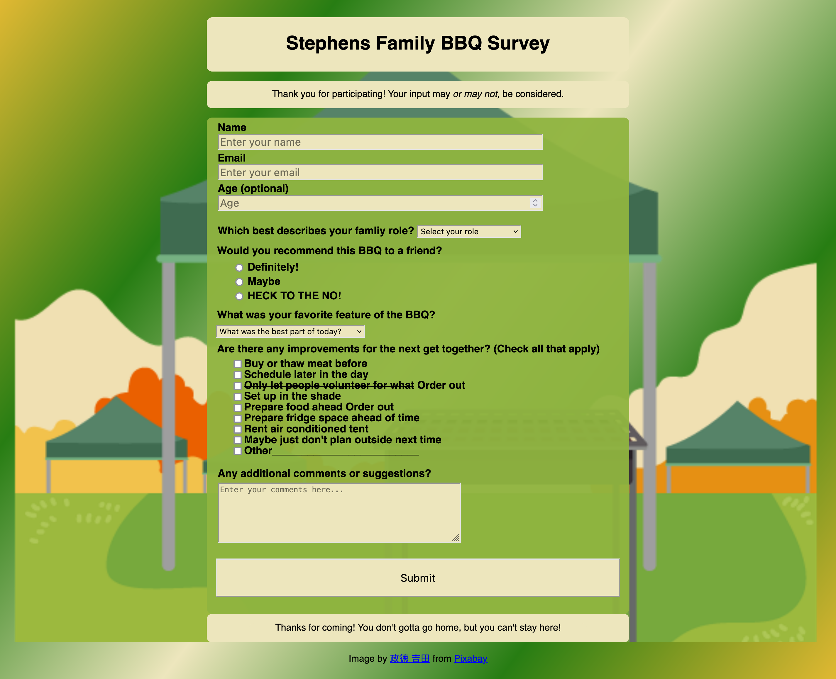 Family BBQ Survey Form